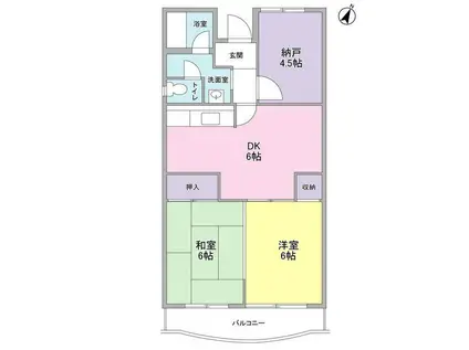 アルファハイツいぶき野(2SDK/3階)の間取り写真