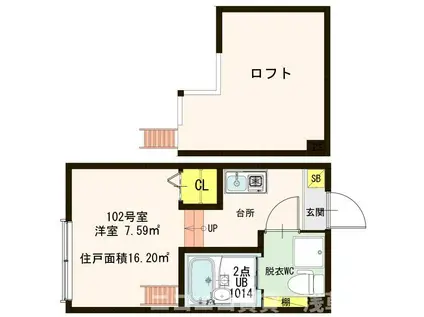 STAGE南小岩(1K/1階)の間取り写真