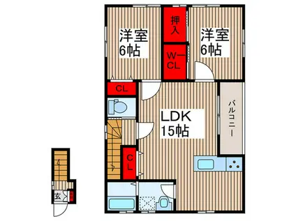 新開1丁目(2LDK/2階)の間取り写真