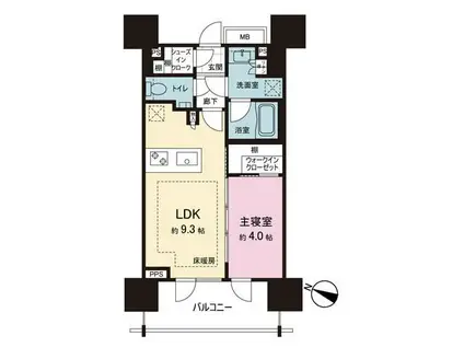 ピアース渋谷ウエスト(1LDK/4階)の間取り写真