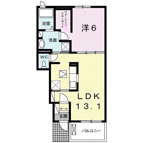 クラール鬼無 B(1LDK/1階)の間取り写真