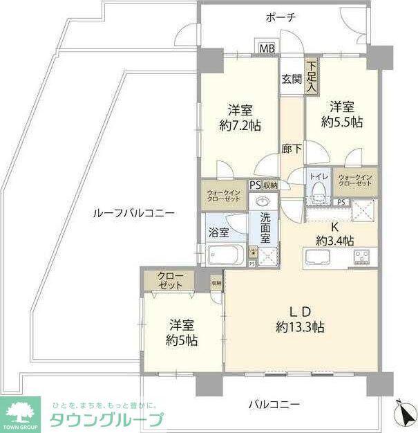 バースシティ溝の口ウエスト(3LDK/5階)の間取り写真