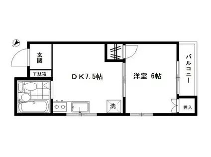 キャッスルアオバ(1DK/5階)の間取り写真