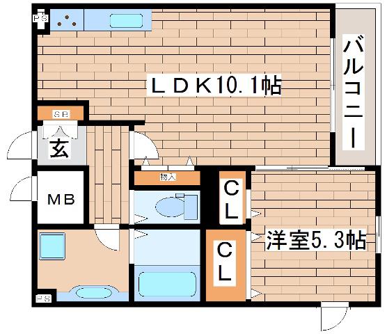 ロッコウコルンーS(1LDK/2階)の間取り写真