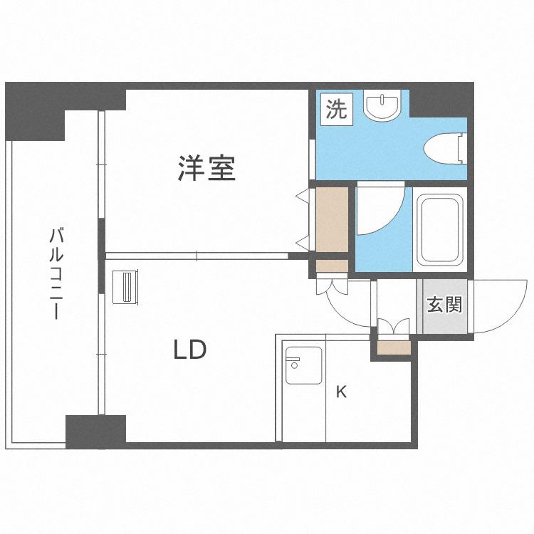 プライマル札幌北4条(1LDK/13階)の間取り写真