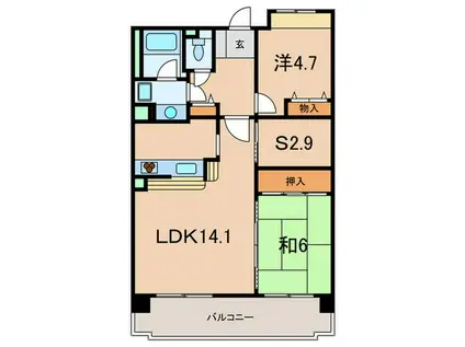 メゾン本山中町(2SLDK/4階)の間取り写真