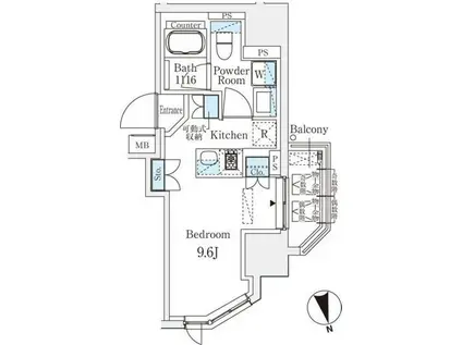 浅草田原町レジデンス(1K/12階)の間取り写真