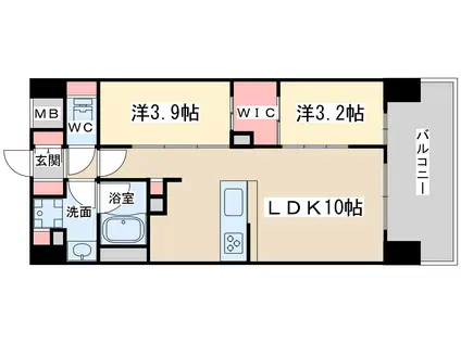 ソルレヴェンテ新梅田(2LDK/7階)の間取り写真