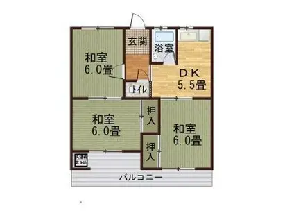 天野アパート(3DK/2階)の間取り写真