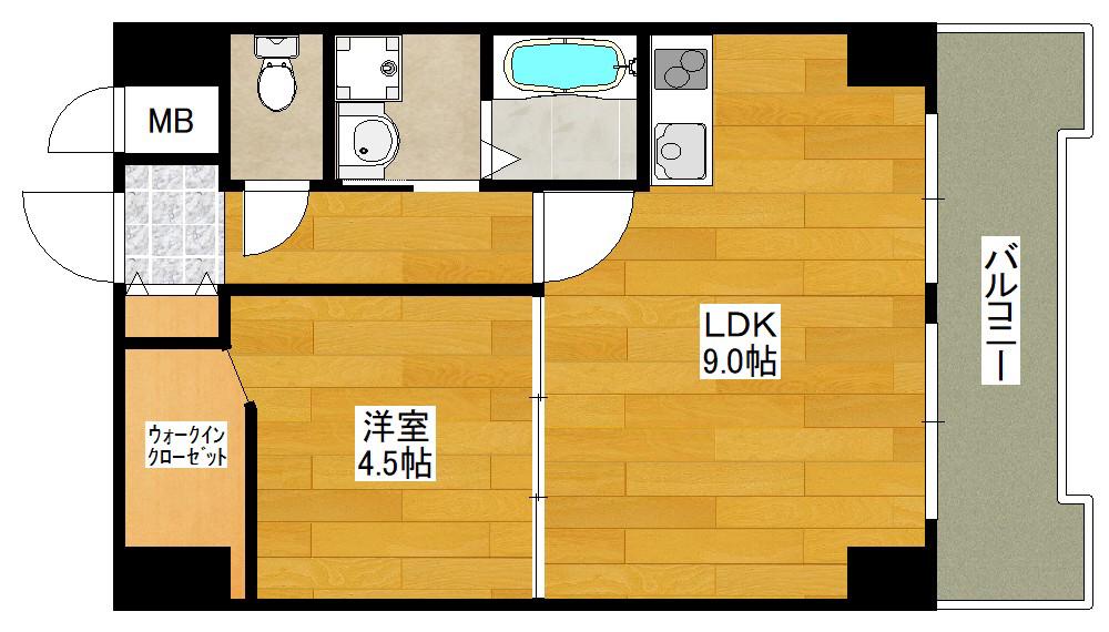 パークモダン新大阪(1LDK/2階)の間取り写真