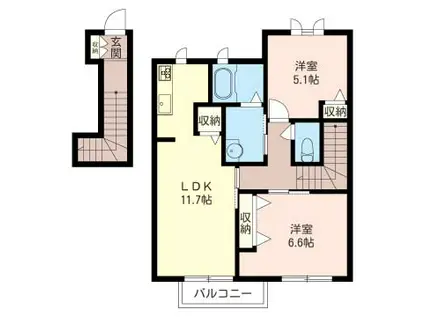 パティーナ(2LDK/2階)の間取り写真