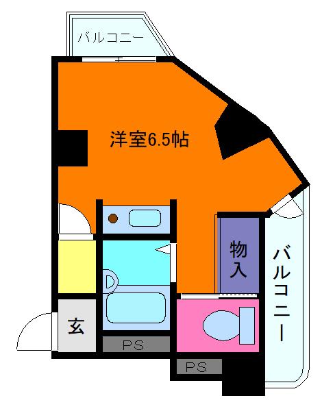 ヒルズ六甲(ワンルーム/2階)の間取り写真