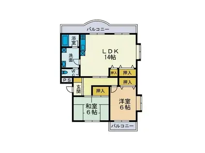 グランヴィア(2LDK/1階)の間取り写真