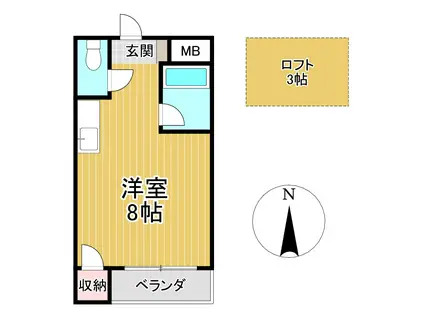 マリオ&トム小森野(1K/2階)の間取り写真