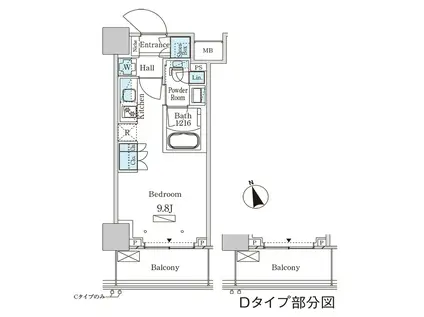 パークアクシス大塚ステーションゲートタワー(ワンルーム/7階)の間取り写真
