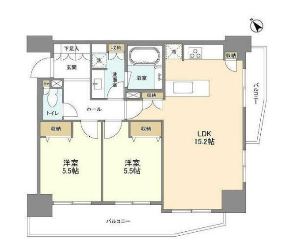 LASANTE五反田(2LDK/8階)の間取り写真