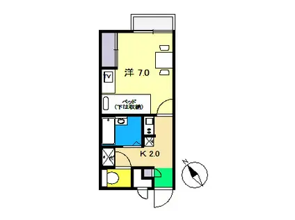 ディアコート(1K/2階)の間取り写真