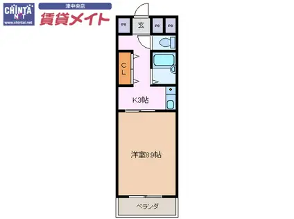 サンロイヤル大門(1K/7階)の間取り写真