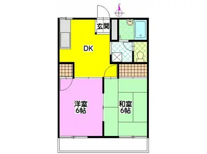 ホリデー守谷(2DK/1階)の間取り写真