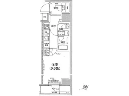 アイルグランデ南大井(1K/6階)の間取り写真