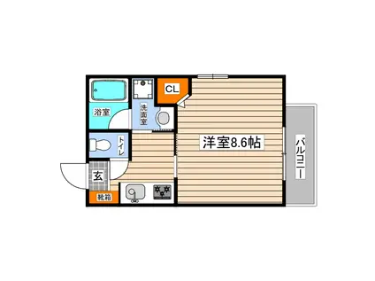 オリオリタウンVII(1K/2階)の間取り写真