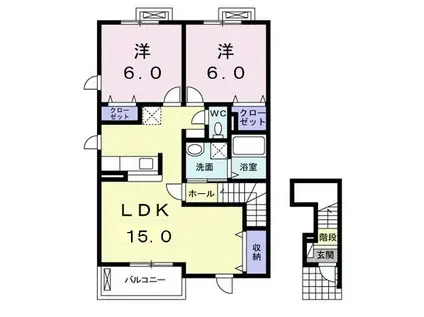 LAUREL F.A(2LDK/2階)の間取り写真