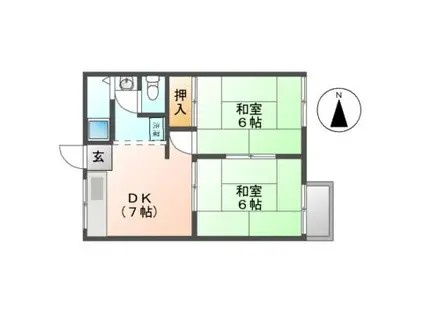 コーポ明日香(2DK/1階)の間取り写真