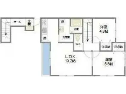 MMヴィラージュII(2LDK/2階)の間取り写真