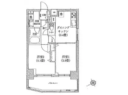 ティモーネ 上野の森ノルド(2DK/10階)の間取り写真