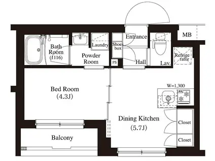 URBANPARK方南町2(1DK/2階)の間取り写真