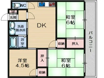 ハイツ香花園(3DK/3階)の間取り写真