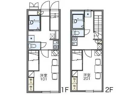 レオパレスブルースカイ(1K/1階)の間取り写真