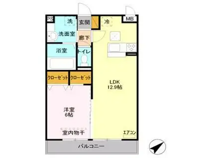 ロイヤルローズ(1LDK/2階)の間取り写真