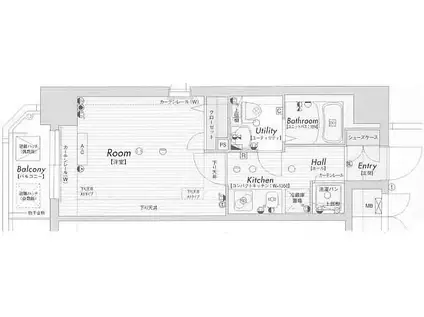 ラナップスクエア南堀江(1K/11階)の間取り写真
