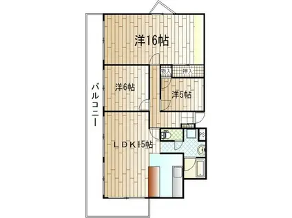 ハイマート屋島(3LDK/6階)の間取り写真