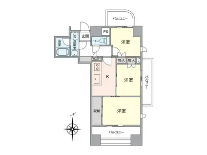 池袋西ハイム(3K/5階)の間取り写真