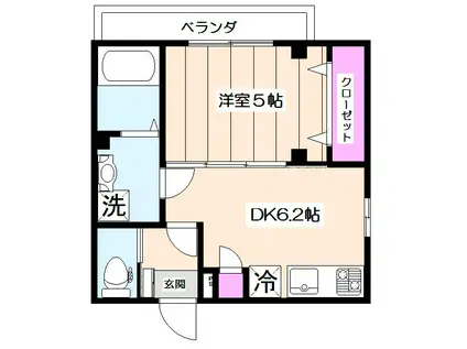 メゾンセレスト(1DK/2階)の間取り写真