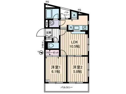 OCTOFOLIAオクトフォリア(2LDK/2階)の間取り写真