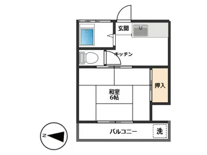 ハイランドフラット(1K/2階)の間取り写真