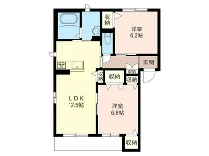 エクセルツイン イースト(2LDK/2階)の間取り写真