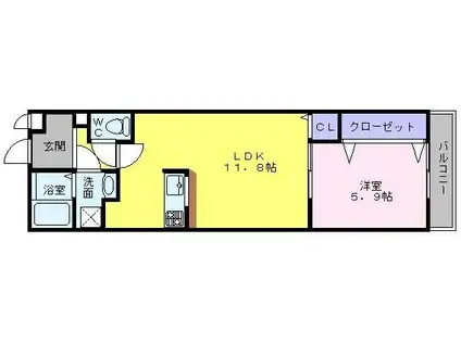 アーバンフォレスト高石(1LDK/3階)の間取り写真
