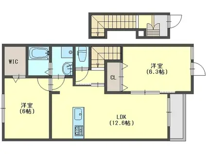 セリーヌ今泉B(2SLDK/2階)の間取り写真