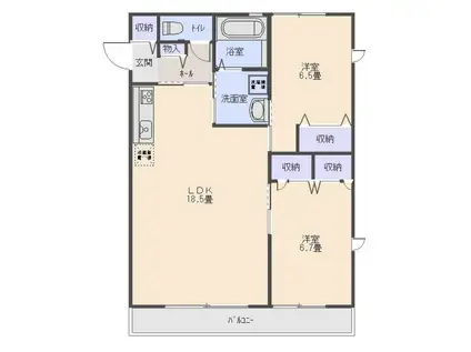 LE SOLEIL(2LDK/2階)の間取り写真