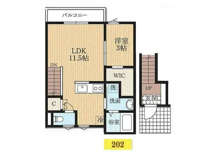 原町田レジデンシャルI(1LDK/2階)の間取り写真