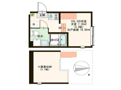 アリビオ南花畑(ワンルーム/2階)の間取り写真