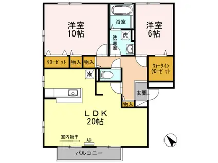 リビングタウン福山東A棟(2LDK/3階)の間取り写真