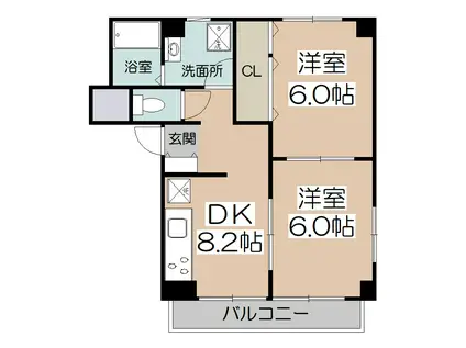エレガンステンヨー(2DK/2階)の間取り写真