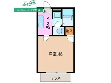 フォレスタ伊勢(1K/1階)の間取り写真