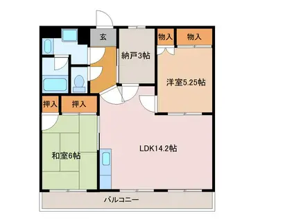 セントラルヴィレッジ(2SLDK/1階)の間取り写真
