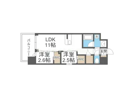 コンフォリア・リヴ淡路町一丁(2LDK/3階)の間取り写真